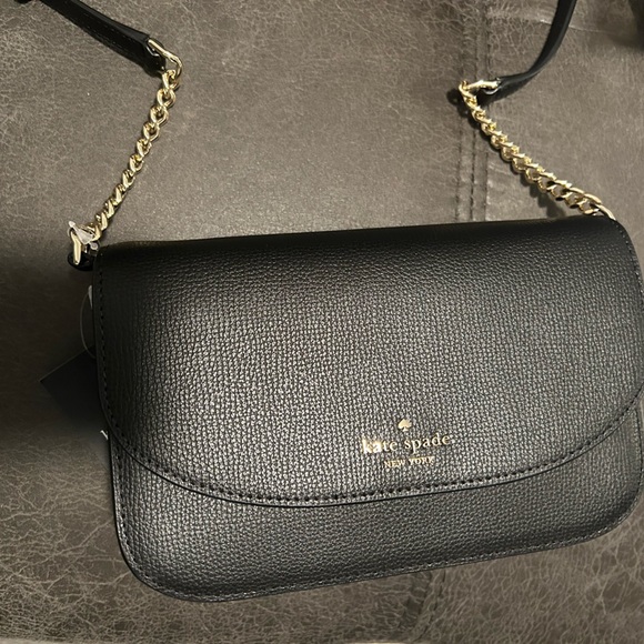 Kate Spade Kristi black leather chain detail  adjustable crossbody bag Msrp  249 - Picture 2 of 15